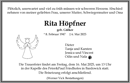 Anzeige von Rita Höpfner von LZ