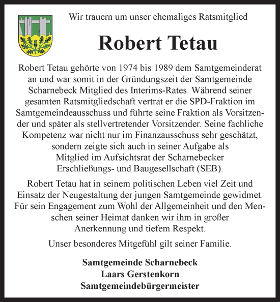 Anzeige von Robert Tetau von LZ