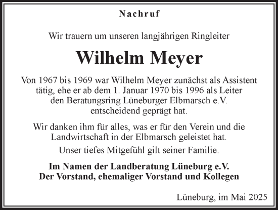 Anzeige von Wilhelm Meyer von LZ