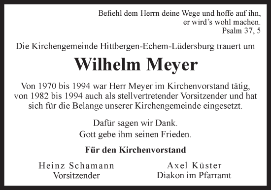 Anzeige von Wilhelm Meyer von LZ