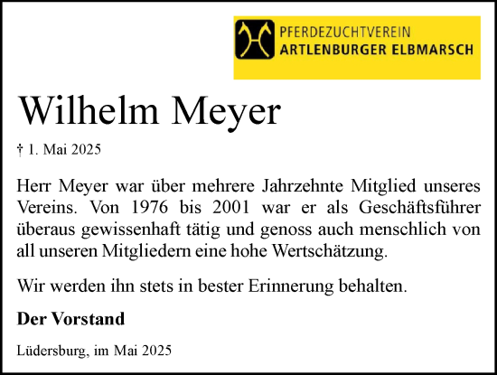 Anzeige von Wilhelm Meyer von LZ
