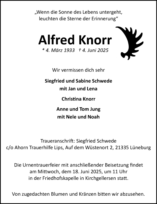 Anzeige von Alfred Knorr von LZ