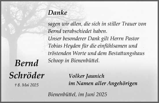 Anzeige von Bernd Schröder von LZ