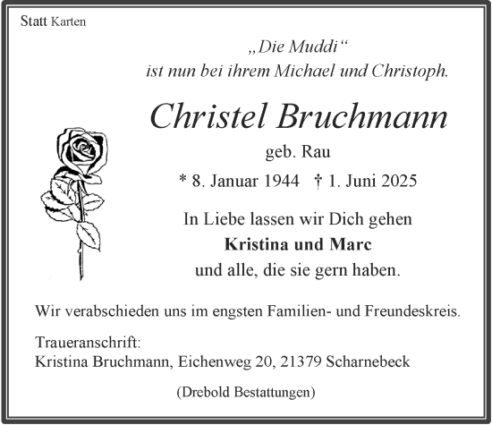 Anzeige von Christel Bruchmann von LZ