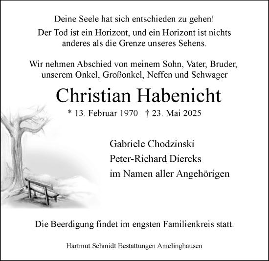 Anzeige von Christian Habenicht von LZ