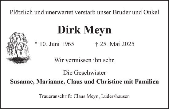 Anzeige von Dirk Meyn von LZ