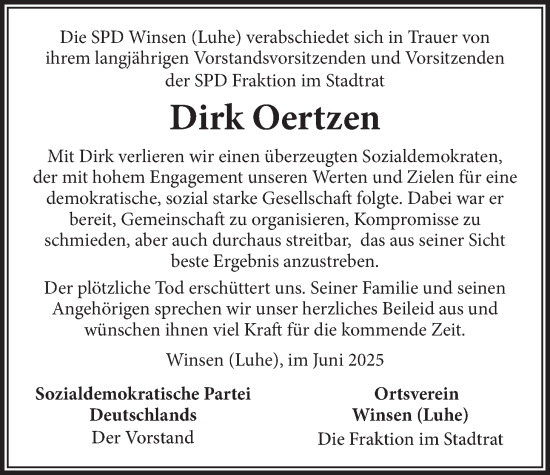 Anzeige von Dirk Oertzen von LZ