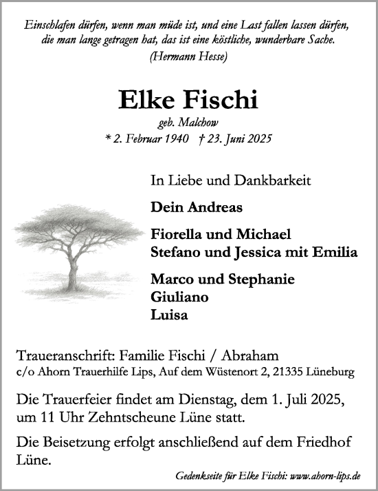 Anzeige von Elke Fischi von LZ