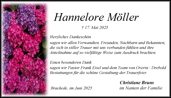 Anzeige von Hannelore Möller von LZ