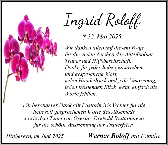 Anzeige von Ingrid Roloff von LZ
