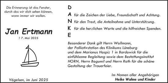 Anzeige von Jan Ertmann von LZ