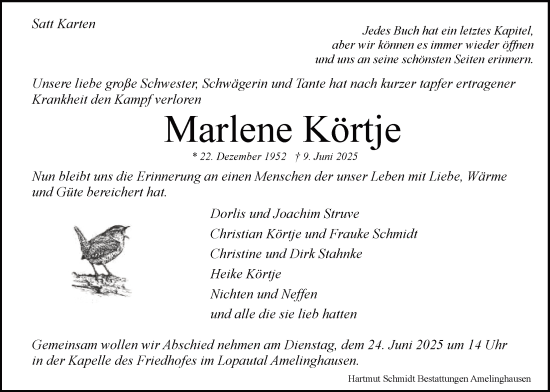 Anzeige von Marlene Körtje von LZ