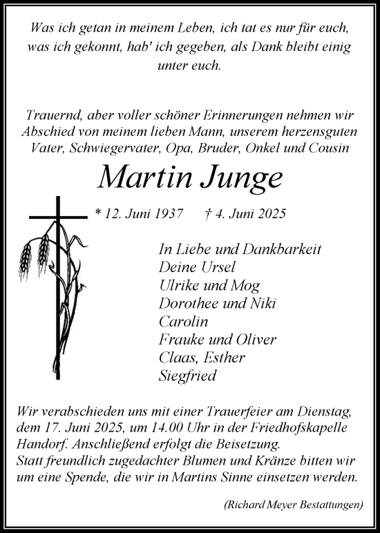 Anzeige von Martin Junge von LZ