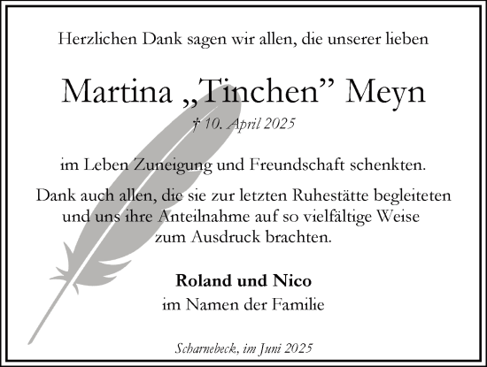Anzeige von Martina Meyn von LZ