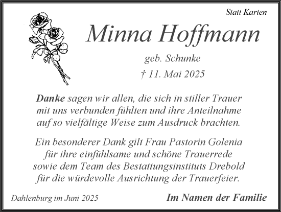 Anzeige von Minna Hoffmann von LZ