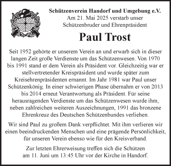 Anzeige von Paul Trost von LZ