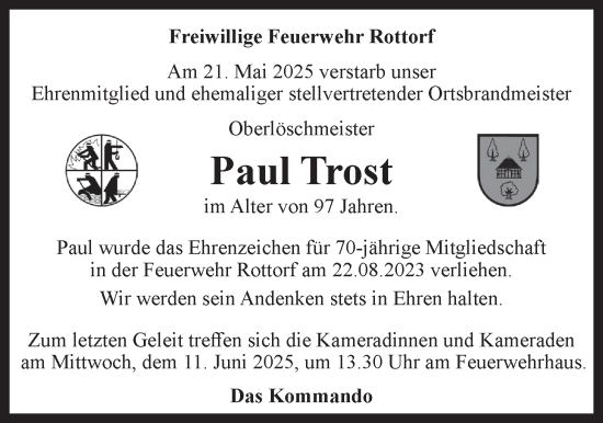 Anzeige von Paul Trost von LZ
