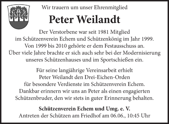 Anzeige von Peter Weilandt von LZ