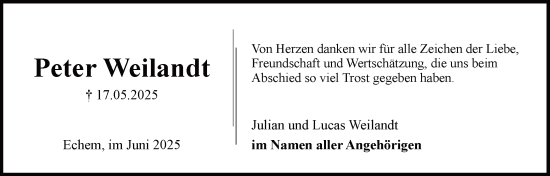 Anzeige von Peter Weilandt von LZ