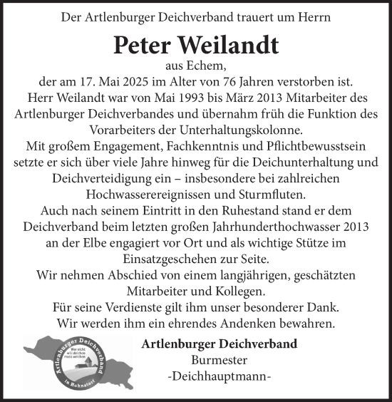 Anzeige von Peter Weilandt von LZ