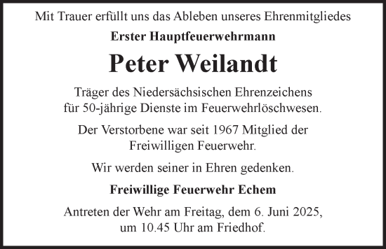 Anzeige von Peter Weilandt von LZ