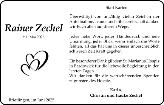 Anzeige von Rainer Zechlel von LZ