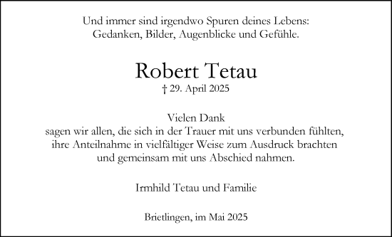 Anzeige von Robert Tetau von LZ