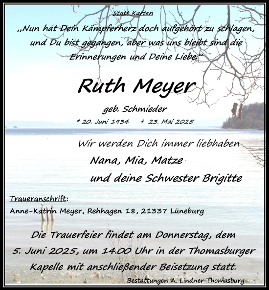 Anzeige von Ruth Meyer von LZ