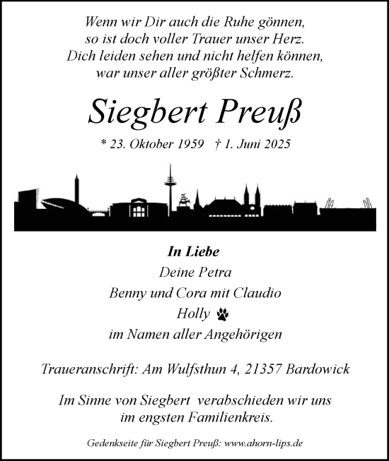 Anzeige von Siegbert Preuß von LZ