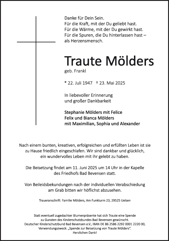 Anzeige von Traute Mölders von LZ