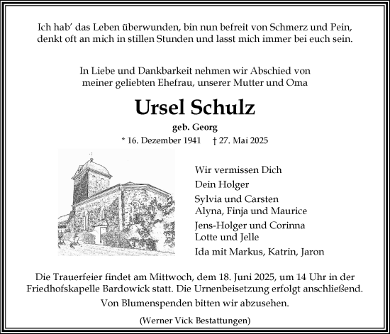 Anzeige von Ursel Schulz von LZ