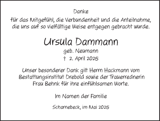 Anzeige von Ursula Dammann von LZ
