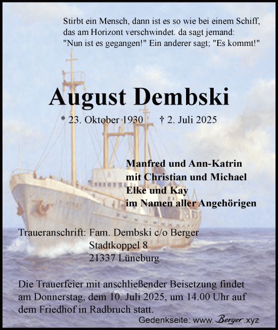 Anzeige von August Dembski von LZ