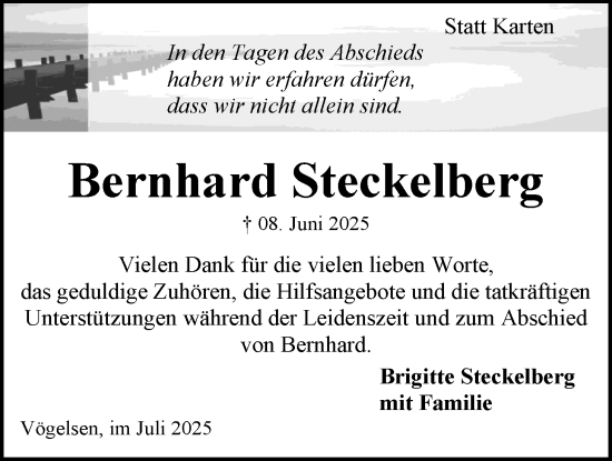 Anzeige von Bernhard Steckelberg von LZ