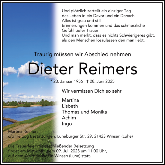 Anzeige von Dieter Reimers von LZ