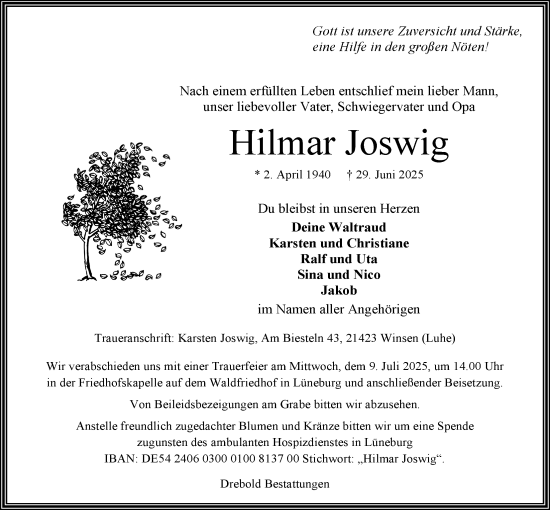 Anzeige von Hilmar Joswig von LZ