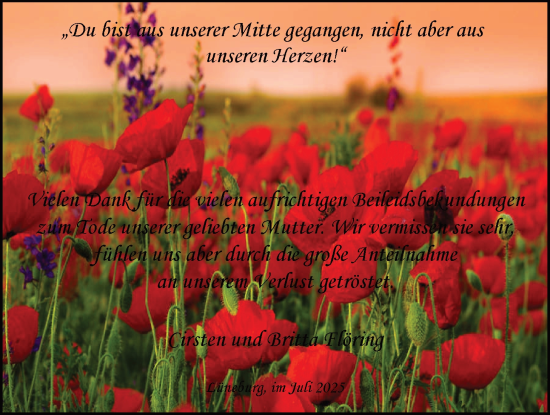 Anzeige von Inge Flöring von LZ