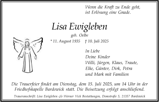 Anzeige von Lisa Ewigleben von LZ