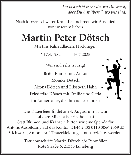 Anzeige von Martin Peter Dötsch von LZ