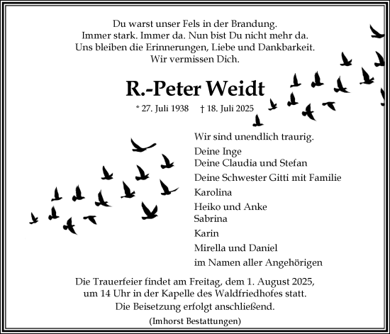 Anzeige von R.-Peter Weidt von LZ