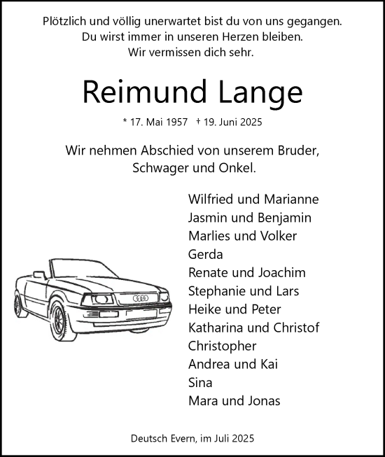 Anzeige von Reimund Lange von LZ