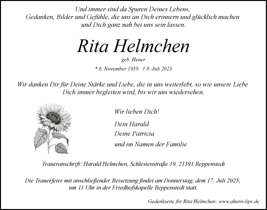 Anzeige von Rita Helmchen von LZ