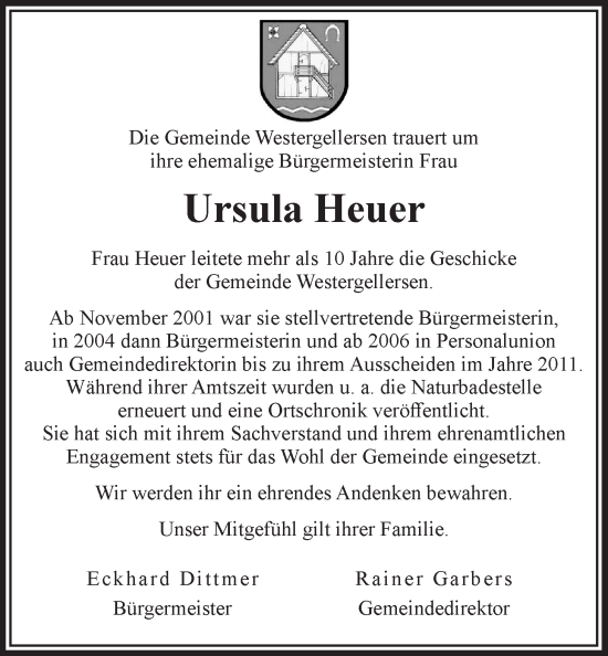 Anzeige von Ursula Heuer von LZ