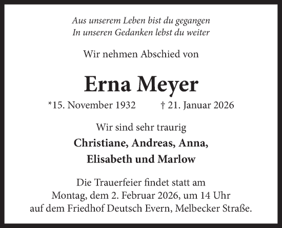Anzeige von Erna Meyer von LZ