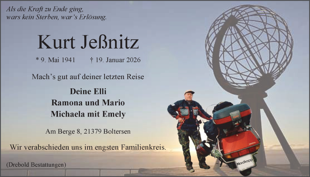  Traueranzeige für Kurt Jeßnitz vom 24.01.2026 aus LZ
