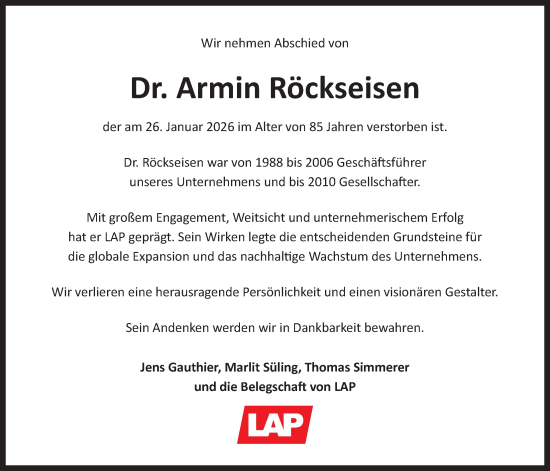 Anzeige von Armin Röckseisen von LZ