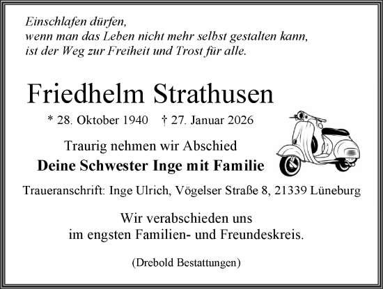 Anzeige von Friedhelm Strathusen von LZ