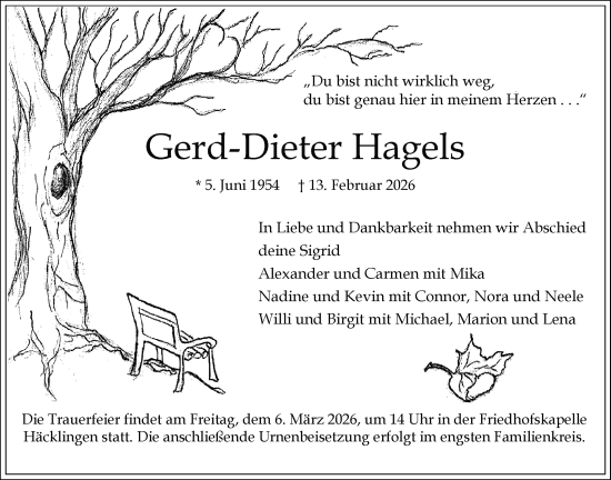 Anzeige von Gerd-Dieter Hagels von LZ