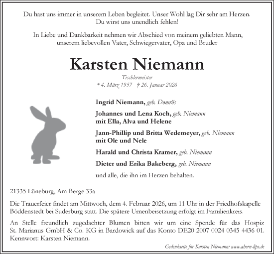 Anzeige von Karsten Niemann von LZ