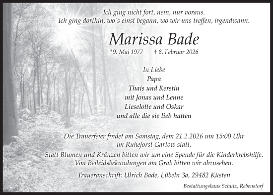 Anzeige von Marissa Bade von LZ